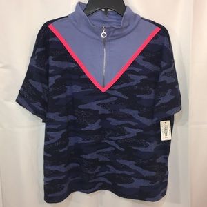 Flirtitude Active Blue Workout Top NWT Large camo